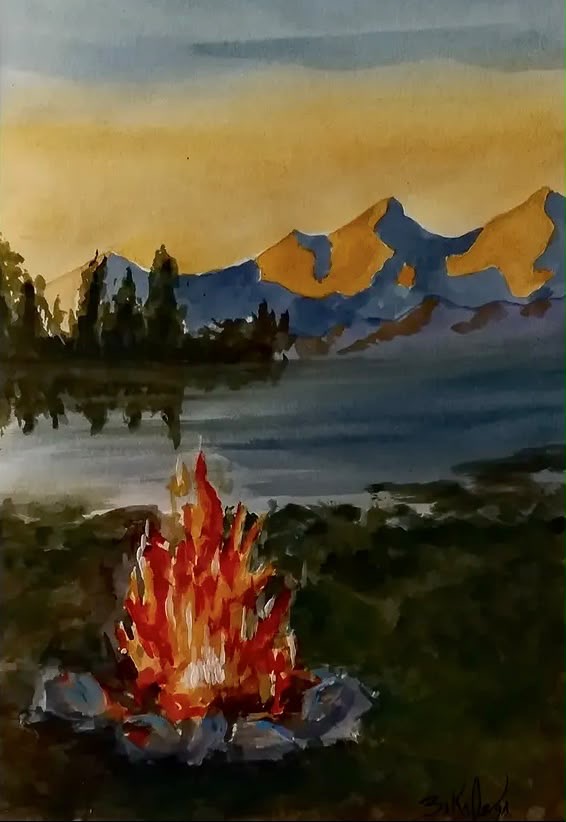 Aquarela #19 — Acampamento