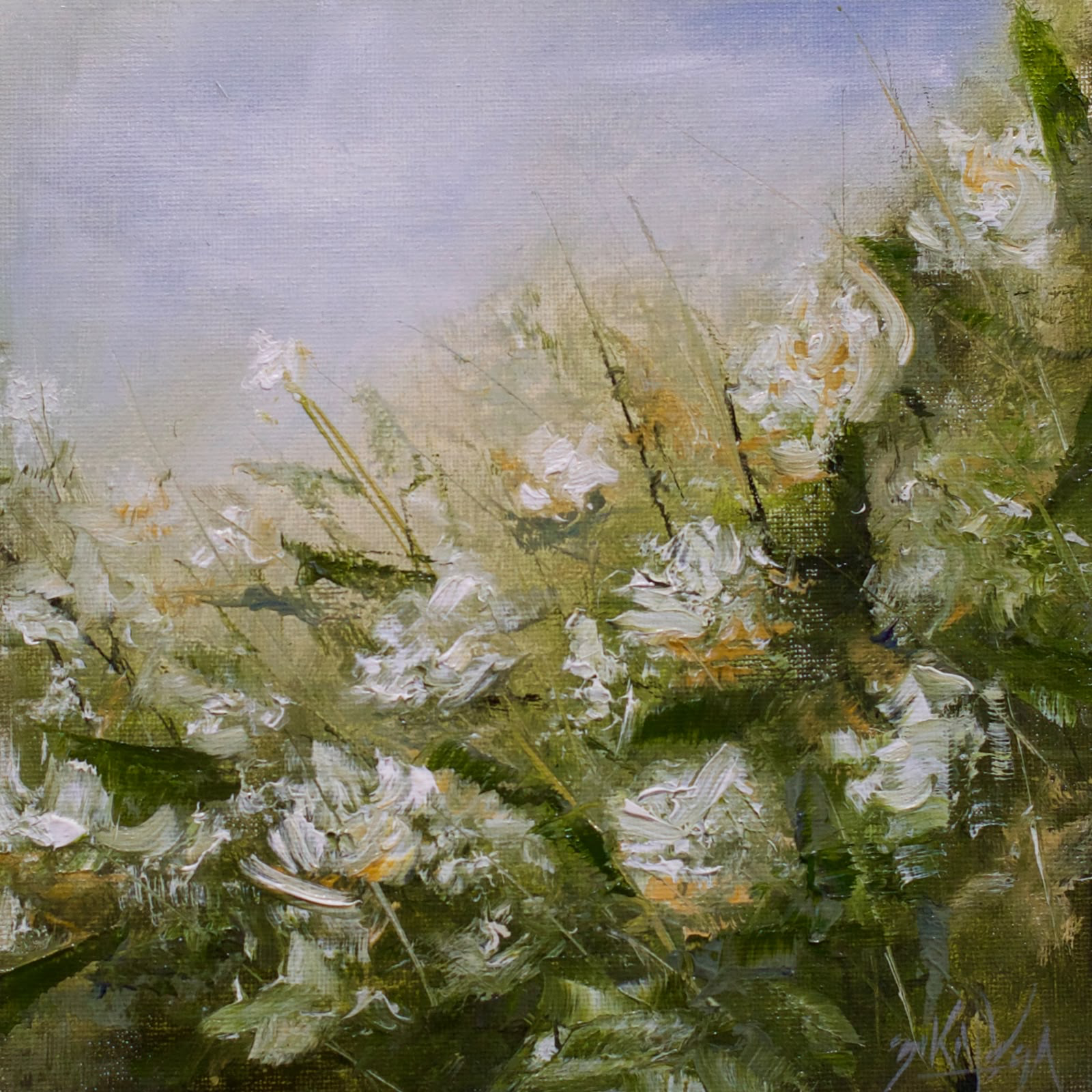 White flowers among green leaves