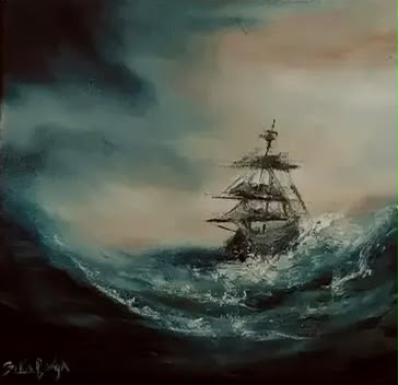 Navio à vela em mar agitado